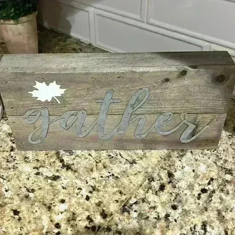 Gather fall wooden plaque